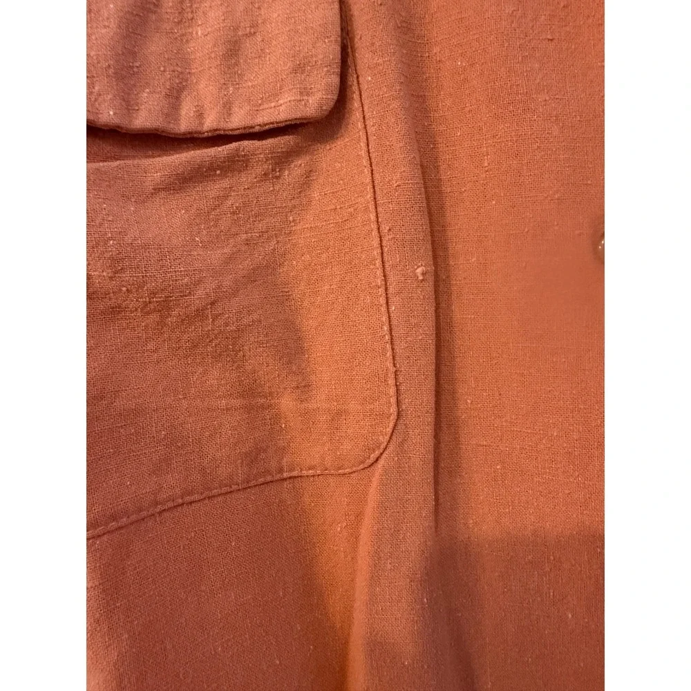 Selene Paris 100% Silk 2 Piece Set Womens 2X Coral Orange Shirt & Pants Suit